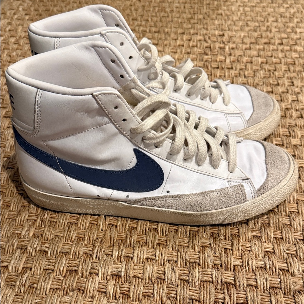 Nike White and Blue Blazer High Tops